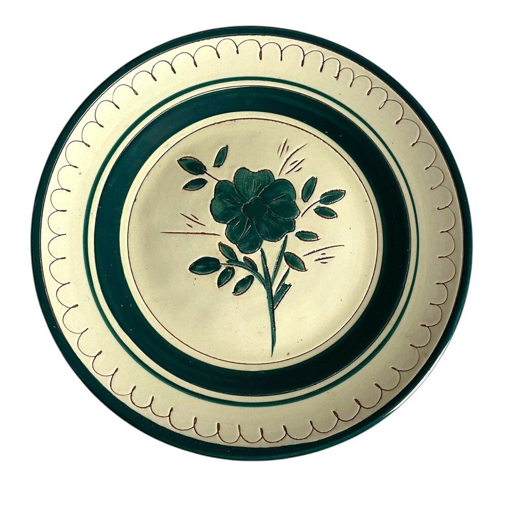 Vintage Stangl Pottery Garden Flower Dinner Plate Teal Green Floral 10.5"